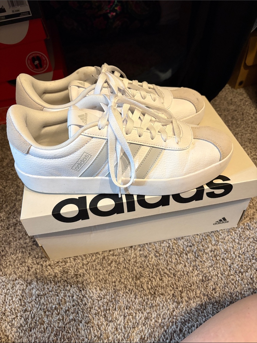 adidas White Sneakers with Light Gray Accents